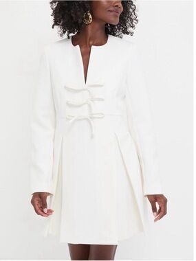 Tuckernuck White Crepe Blair Bow Coat Dress